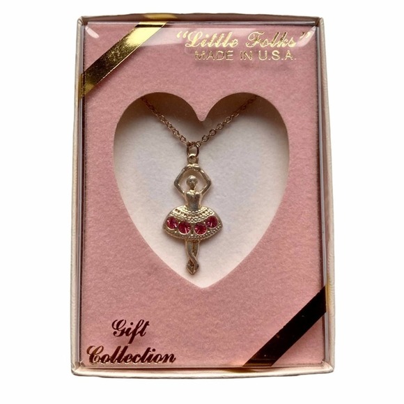 Ballerina Necklace Silver & Pink Stone in Gift Box - Picture 1 of 6